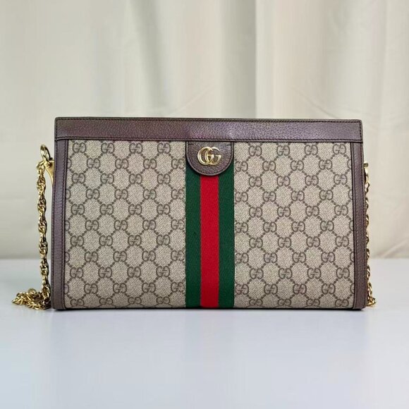 Gucci GG Logo Supreme Large Ophidia Large Shoulder Bag with Iconi Chian - Picture 1 of 10
